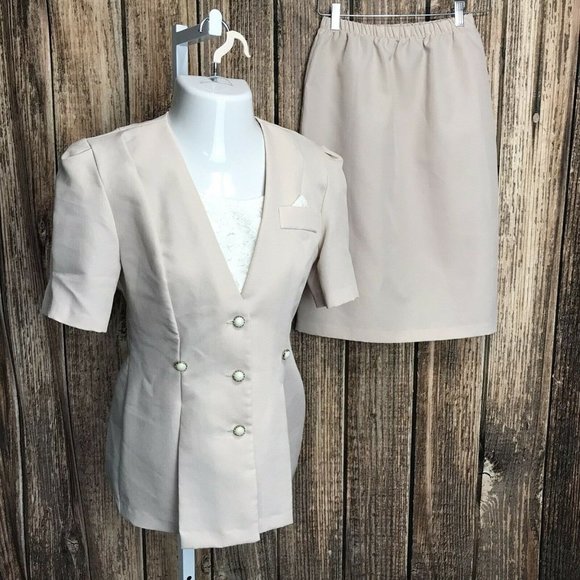 Jenny Vintage Top & Skirt Set ~ Sz 8 ~ Light Pink - Picture 1 of 7